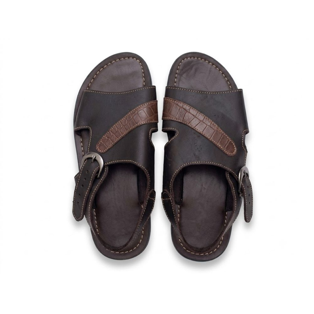 Vanguard Embossed Alligator Detailed Leather Sandal